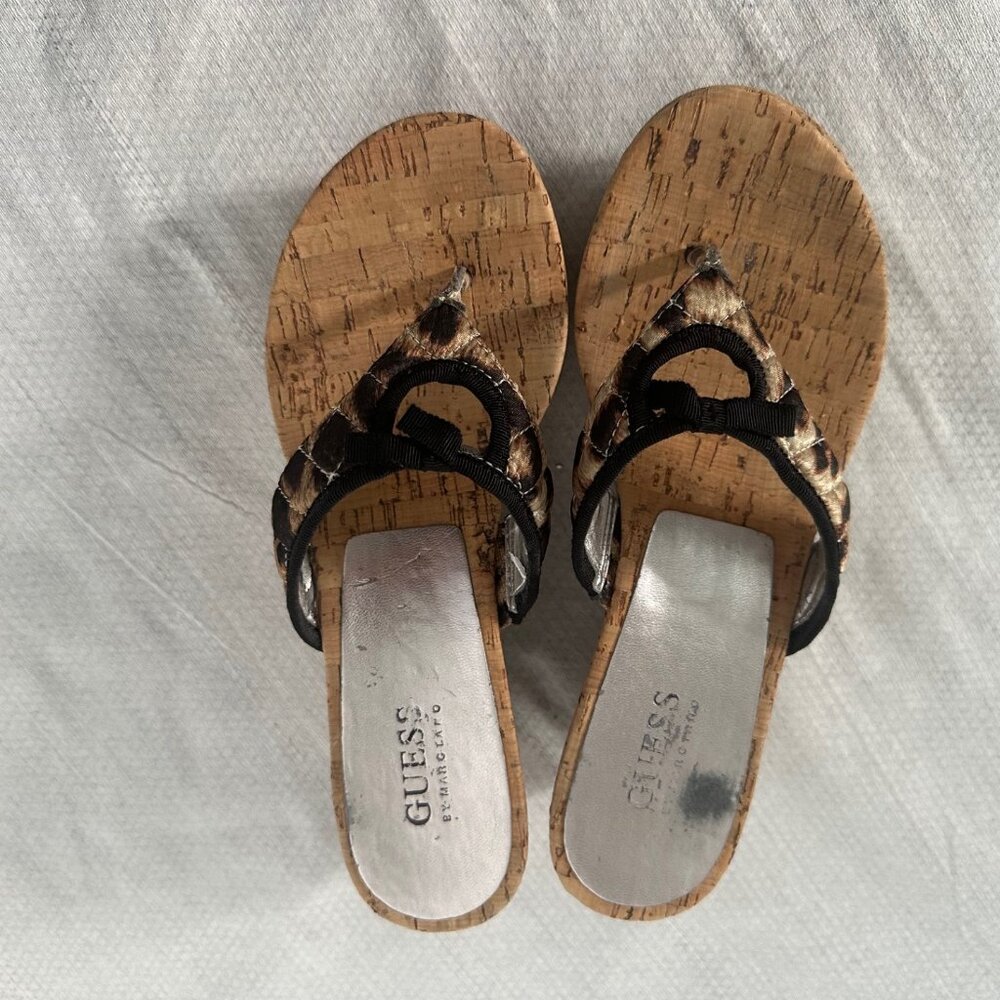 Women Guess Cork Wedge Thong Sandals  Size 6.5